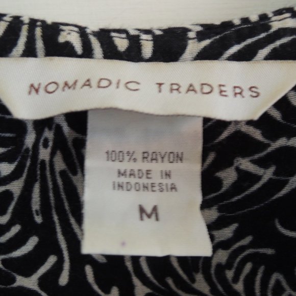Nomadic Traders Black & White Ruffle Neck Dress M - Picture 10 of 10